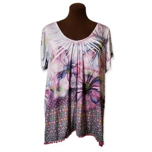 One World Purple Short Sleeve Top Women's Size 1X